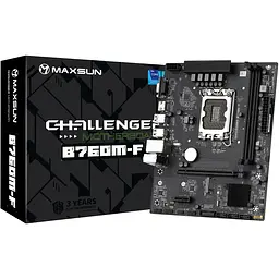Материнська плата Maxsun LGA1700, Challenger B760M-F, B760, 2xDDR4, Int.Video(CPU), 3xSATA3, 1xPCI-E 16x 4.0, 1xPCI-E 1x, 1xM.2 4.0, GbE, 2xUSB3.2/4xUSB2.0, VGA/HDMI, MicroATX (MS-Challenger B760M-F) - мініатюра 2