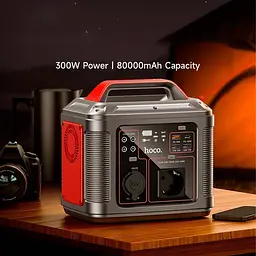 Портативна зарядна станція Hoco DB28 300W 296Wh 80000mAh Silver / Red - мініатюра 2