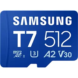 Карта пам'яті Samsung MICRO SDXC T7 512GB, U3, V30, A2 до 170 Мб/с (MB-MB512T/WW)