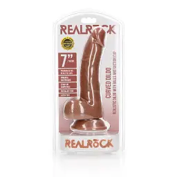 Фалоімітатор RealRock Curved Realistic Balls 7" 18 см (бежевий) - мініатюра 11