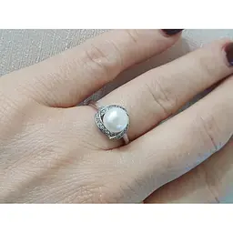 Срібне кільце TOP Silver з перлами і фіанітами. 9510164Б 16,5 - мініатюра 2