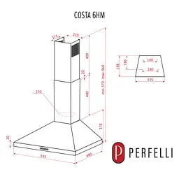 Витяжка купольна PERFELLI COSTA 6HM NERO - мініатюра 11