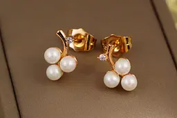 Сережки гвоздики Xuping Jewelry бавовна з перлинками 1,3 см золотисті - мініатюра 3