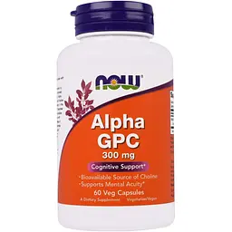 Альфа глицерофосфохолин Now Foods Alpha GPC 300 мг 60 капсул