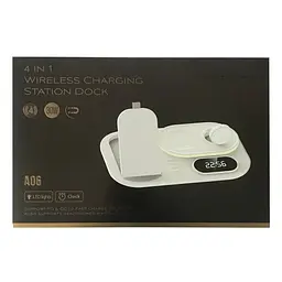 Зарядна станція 4 IN1 RGB A06 (iPhone, iWatch, AirPods, Clock) 30W FAST ORIGINAL Чорний - мініатюра 2