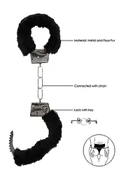 Наручники - Ouch! Beginner's Handcuffs Furry Black - мініатюра 3