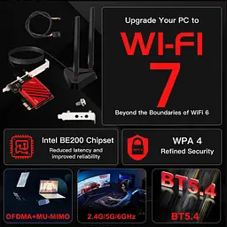 Бездротовий адаптер Fenvi FV-BE8800Pro Wi-Fi 7, Bluetooth 5.4 Gaming Tri Band 2.4G/5G/6GHz - мініатюра 3