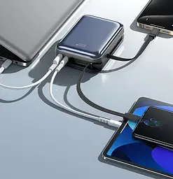 Power Bank Awei C03 20000mAh 45W зі швидкою зарядкою та вбудованими кабелями Type-C/Lightning (Чорний) - мініатюра 2