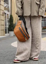 Велика жіноча шкіряна сумка бананка Sambag Tirso Max руда 38 × 17 × 6 см (81341121) - мініатюра 4