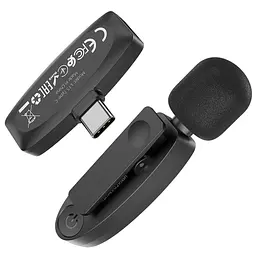 Петличний бездротовий мікрофон Hoco L15 Crystal Type-C Black - мініатюра 3