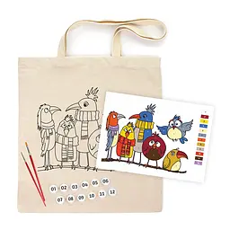 Екосумка-розмальовка, Funny Birds , бавовна 220 г/м2, 38х42см, ROSA Talent