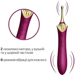 Вагінально-кліторальний вібратор Zalo Bess Velvet Purple мультифункціональний з насадками - мініатюра 3