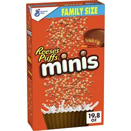 Сухий сніданок Reese's Puffs Minis Breakfast Cereal Chocolate Peanut Butter Cereal Family Size 560 g