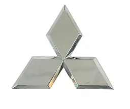 Емблема Mitsubishi 80х70 мм Хром Пластик на скотчі (Завод)