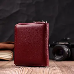 Портмоне для жінок на блискавці з натуральної шкіри ST Leather 19487 бордовий - мініатюра 9