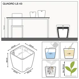 Вазон Lechuza Quadro Premium LS, 32 л, білий (16180) - мініатюра 4