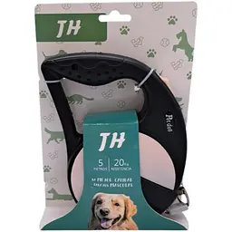 Повідець-рулетка TH Pet Dog для собак вагою до 20 кг чорно-рожевий 5 м