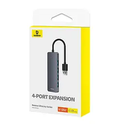 USB-хаб Baseus UltraJoy Series 4in1 USB-A to USB 3.0 15cm Gray (B0005280B811-00) - мініатюра 5