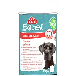 Вітаміни для цуценят та дорослих собак 8in1 Excel Calcium для зубів та кісток Кальцій 155 шт (661826)