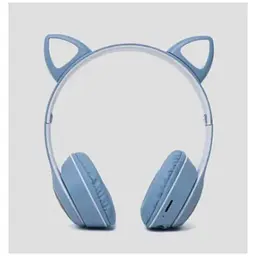 Дитячі навушники Cat MZ-023 Bluetooth RGB підсвічування FM microSD з котячими вушками синій - мініатюра 4