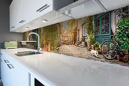 Кухонний фартух Алея Прованс вінілова наклейка ПВХ бруковані вулиці Бежевий 60х250 см Happy Pocket Z180770 - мініатюра 6