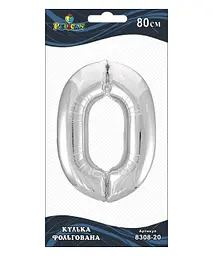 Кулька повітряна фольгована Цифра-0 80 см срібло 830820 Pelican