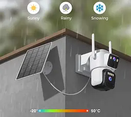 Поворотна Wi-Fi камера 2 лінзи 4к / Відеокамера із сонячною панеллю 8 Мп - мініатюра 3