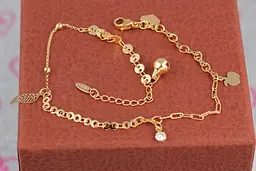 Браслет Xuping Jewelry на ногу листочок камінь яблучко 24 см домішка ланцюга 3 см золотистий - мініатюра 2