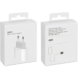 Адаптер живлення USB-C потужністю 20 Вт 3А OEM USB-C підтримка Smart Charge для заряду Iphone iPad Air білий - мініатюра 2