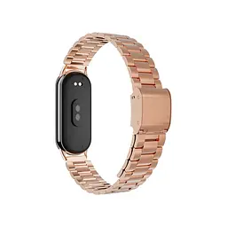 Ремінець для фітнес-браслета Tamister для Xiaomi Mi Band 8 металевий тип В із застібкою рожеве золото - мініатюра 3