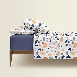 Комплект постільної білизни Cosas євро з простирадлом на резинці GEMSTONES CS15 200 x 220 см (StoneRoseGreyWhite_El-DarkBlue_200) - мініатюра 2