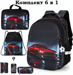 Ортопедичний шкільний рюкзак 6 в 1 для хлопчика School Standard 38х30х18 см з Машиной для молодших класів (170-58)