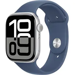 Apple Watch Series 10 GPS 46mm Silver Aluminum Case with Denim Sport Band S/M MWWL3 - мініатюра 2