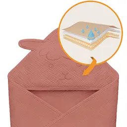 Рушник з капюшоном Lionelo Muslin Hooded Towel Red Coral 80х80 см - мініатюра 5