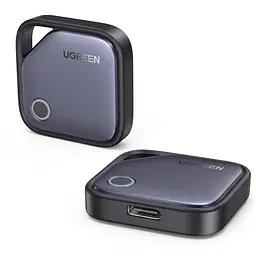 Bluetooth-трекери для пошуку речей UGREEN Finder Pro CM916 2 шт. AirTag пошукові мітки Apple Find My або Android Find Hub з перезаряджанням через USB-C зі звуковим пошуком зі сповіщеннями про залишені речі зі спільним доступом до місцезнаходження автономність до 365 днів синьо-сірі з чорною окантовкою (75646A)