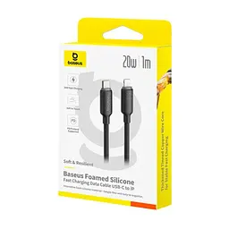 PD Кабель Baseus Foamed Silicone Type-C to Lightning 20W 1m черный E0426A00 - миниатюра 2
