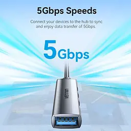 Хаб USB 3.0 -> 1xUSB 3.0/3xUSB 2.0, 0.15м, 5 Гбіт/с, Сірий Vention - мініатюра 6