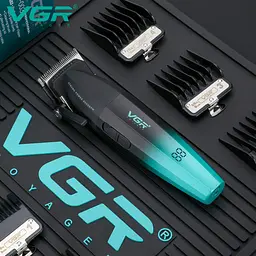 Машинка для стрижки VGR V-003 Turbo режим 9000 RPM керамічне лезо (6 насадок) Зелений - мініатюра 5