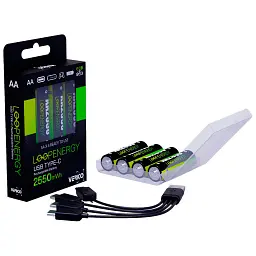 Акумулятор Verico AA USB Type-C 1700mAh 1.5V Li-ion * 4 (LoopEnergy) (1UDBT-A1WEAC-NN) - мініатюра 3