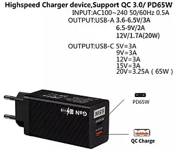 Зарядний пристрій GaN BK378 USB Type-C 65W Мережевий адаптер - мініатюра 4