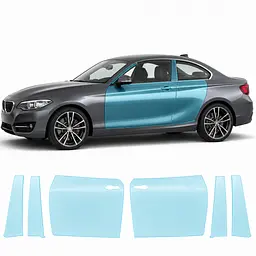 Антигравійна захисна бронеплівка за лекалами для BMW 2 Series F22 2014-2021 - зони дверей і стійки вікон
