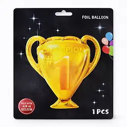 Фольгована кулька JS Balloon фігура Кубок чемпіона 63*60 см наповнення повітрям або гелієм для тематичних вечірок Золотистий - мініатюра 2