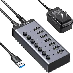 Хаб USB 3.0 -> USB to 7xUSB 3.0 з додатковим живленням Type-C 12V 2A CM481 Ugreen - мініатюра 2