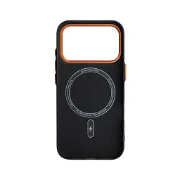 Чохол ArmorStandart LikeCarbon2 SE MagCase для Apple iPhone 17 Pro Kevlar Black Orange - мініатюра 2