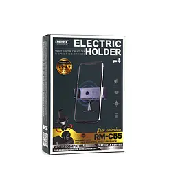 Тримач для смартфона Remax RM-C55 Electric Car Holder магнітна фіксація пристрою Чорно-сірий - мініатюра 2