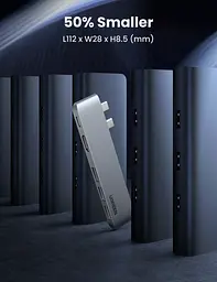 USB-хаб Ugreen 5-in-2 USB C Hub for MacBook Pro/Air Silver (CM251/60559) [72724] - мініатюра 6