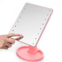 Косметичне дзеркало Large 22 з LED підсвічуванням Pink (kz027) - мініатюра 2
