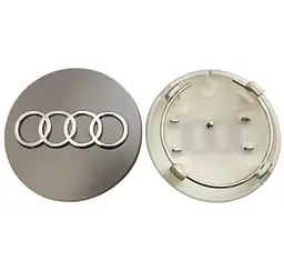 Ковпачки колеса на литі диски Audi D=69 мм посадковий D=60 мм об'ємний логотип Сірі 1 шт