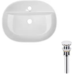 Умивальник Qtap Scorpio накладний овальний 505x385x120 мм White + донний клапан PU02, Білий