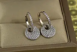 Сережки Xuping Jewelry монетка на колечку з фіанітів 2.2 см сріблясті